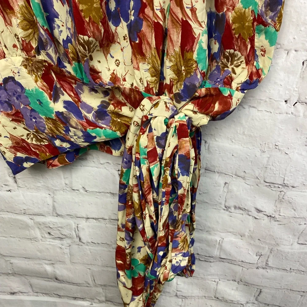 DROOPY & BROWNS Vintage 80s rare floral tie side blouse top one size 12-16 - Picture 5 of 6
